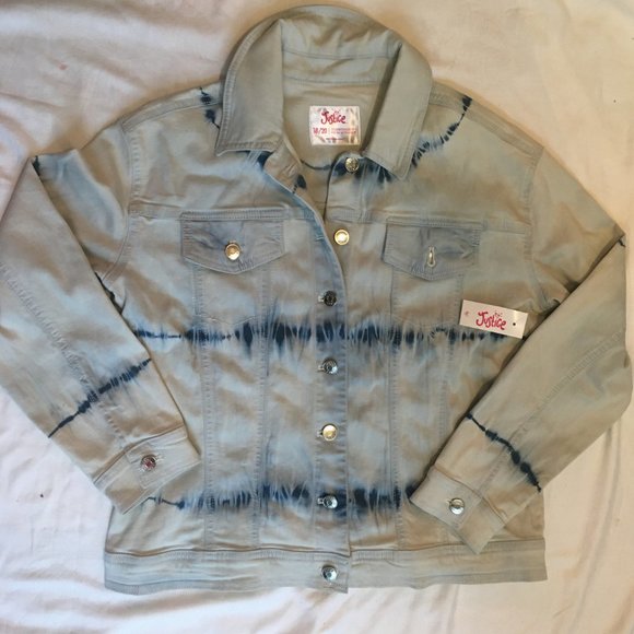 Justice Girl's Youth Size 18/20 Tie Dye Blue Denim Jacket Boho New with Tags - Picture 8 of 16